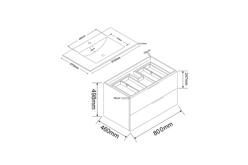 Bathlife Glädje Tvättställsskåp 800 - Hus & renovering - Kök & bad - Badrum - Badrumsmöbler & badrumsinredning - Tvättställsskåp & kommod