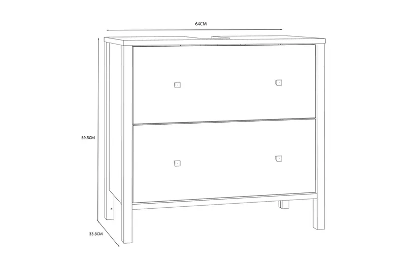 Elsassona Tvättställsskåp 35x64 cm 2 Lådor - Vit - Hus & renovering - Kök & bad - Badrum - Badrumsmöbler & badrumsinredning - Tvättställsskåp & kommod