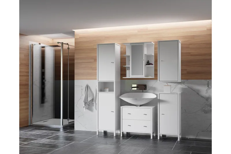 Elsassona Tvättställsskåp 35x64 cm 2 Lådor - Vit - Hus & renovering - Kök & bad - Badrum - Badrumsmöbler & badrumsinredning - Tvättställsskåp & kommod