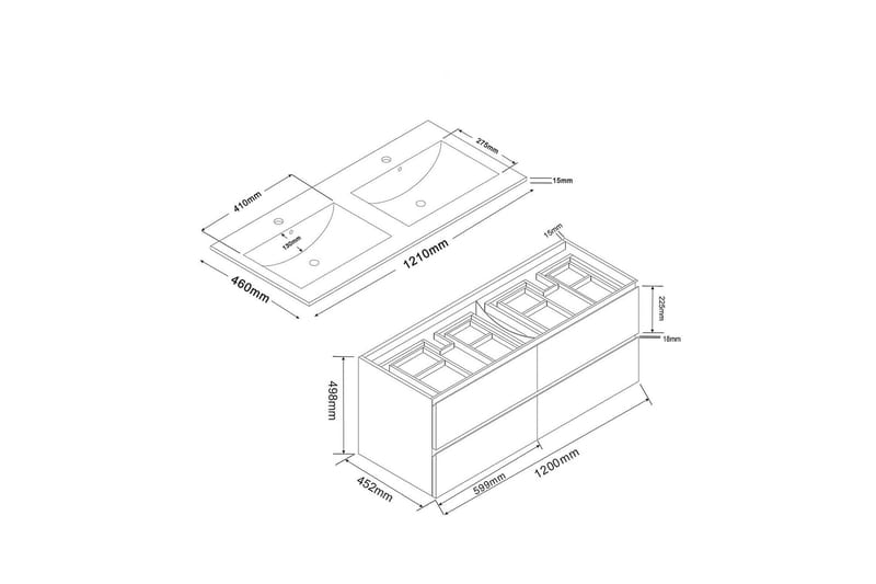 Eufori Tvättställsskåp Bathlife 120 cm - Hus & renovering - Kök & bad - Badrum - Badrumsmöbler & badrumsinredning - Tvättställsskåp & kommod