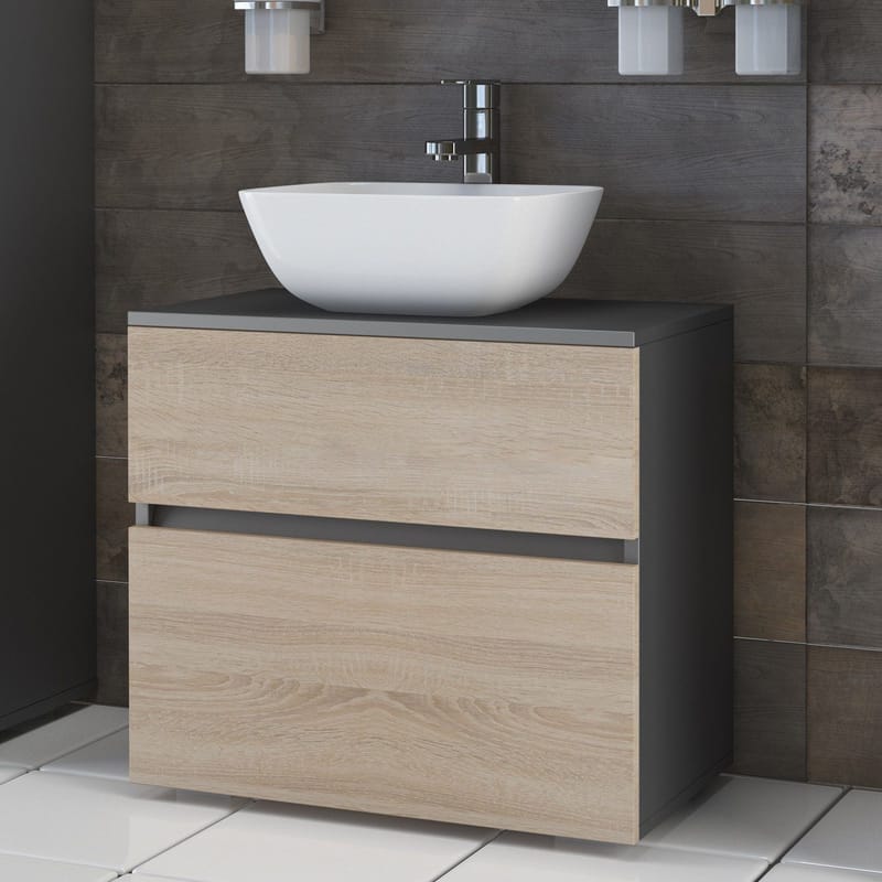 Hudnall Tvättställsskåp 60x35 cm - Antracit/Natur - Hus & renovering - Kök & bad - Badrum - Badrumsmöbler & badrumsinredning - Tvättställsskåp & kommod