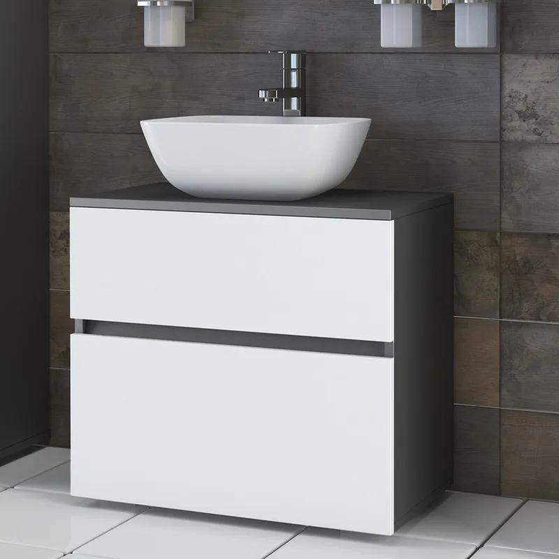 Hudnall Tvättställsskåp 60x35 cm - Antracit/Vit - Hus & renovering - Kök & bad - Badrum - Badrumsmöbler & badrumsinredning - Tvättställsskåp & kommod