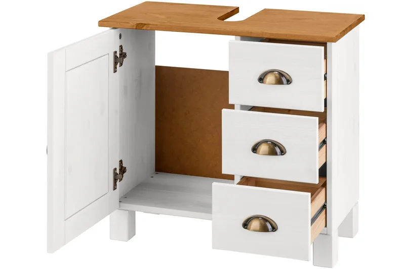 Moglielle Tvättställsskåp - Vit/Brun - Hus & renovering - Kök & bad - Badrum - Badrumsmöbler & badrumsinredning - Tvättställsskåp & kommod