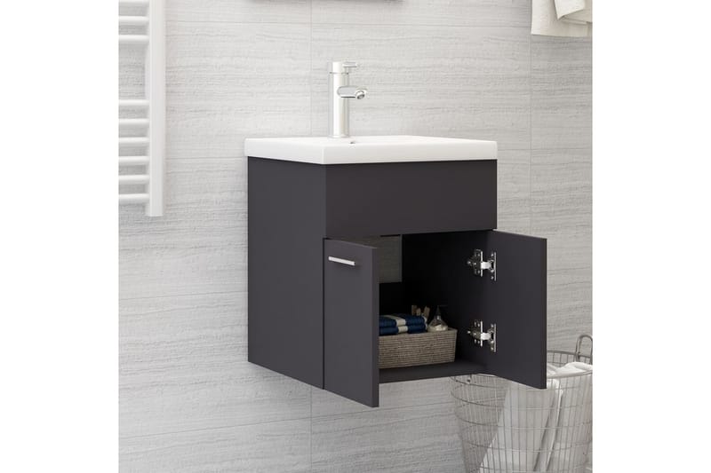 Tvättställsskåp grå 41x38,5x46 cm spånskiva - Grå - Hus & renovering - Kök & bad - Badrum - Badrumsmöbler & badrumsinredning - Tvättställsskåp & kommod