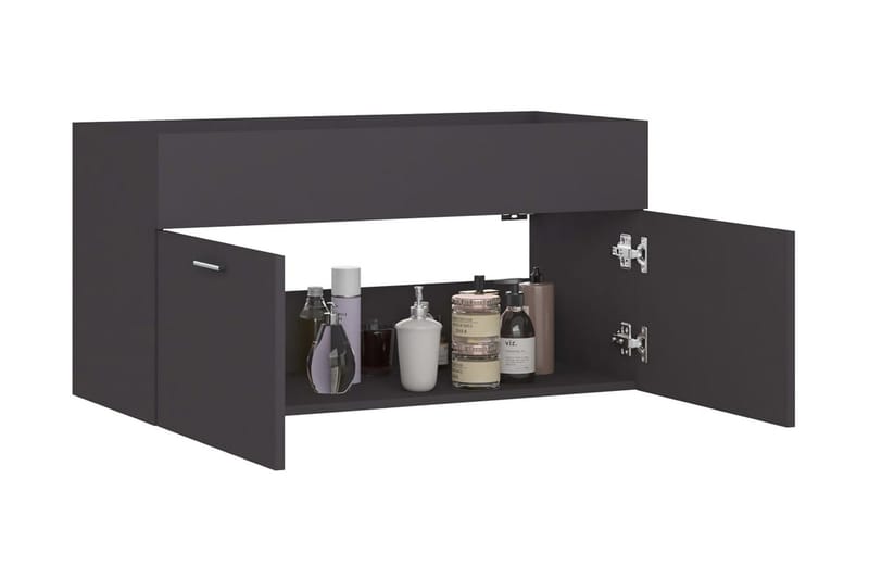 Tvättställsskåp grå 90x38,5x46 cm spånskiva - Grå - Hus & renovering - Kök & bad - Badrum - Badrumsmöbler & badrumsinredning - Tvättställsskåp & kommod