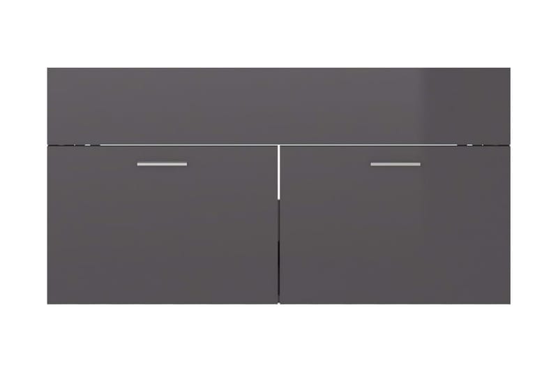 Tvättställsskåp grå högglans 90x38,5x46 cm spånskiva - Grå - Hus & renovering - Kök & bad - Badrum - Badrumsmöbler & badrumsinredning - Tvättställsskåp & kommod