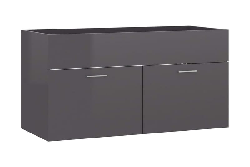 Tvättställsskåp grå högglans 90x38,5x46 cm spånskiva - Grå - Hus & renovering - Kök & bad - Badrum - Badrumsmöbler & badrumsinredning - Tvättställsskåp & kommod