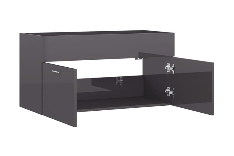 Tvättställsskåp grå högglans 90x38,5x46 cm spånskiva - Grå - Hus & renovering - Kök & bad - Badrum - Badrumsmöbler & badrumsinredning - Tvättställsskåp & kommod