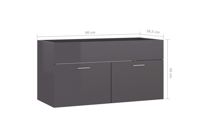 Tvättställsskåp grå högglans 90x38,5x46 cm spånskiva - Grå - Hus & renovering - Kök & bad - Badrum - Badrumsmöbler & badrumsinredning - Tvättställsskåp & kommod