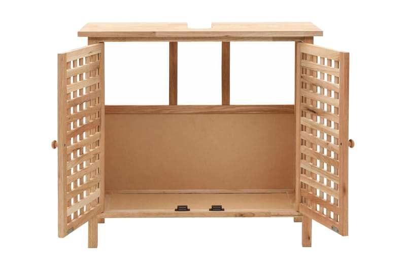 Tvättställsskåp med spegel massivt valnötsträ - Brun - Hus & renovering - Kök & bad - Badrum - Badrumsmöbler & badrumsinredning - Tvättställsskåp & kommod