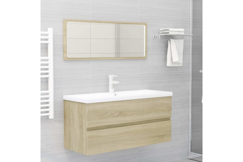 Tvättställsskåp sonoma-ek 100x38,5x45 cm spånskiva - Brun - Hus & renovering - Kök & bad - Badrum - Badrumsmöbler & badrumsinredning - Tvättställsskåp & kommod