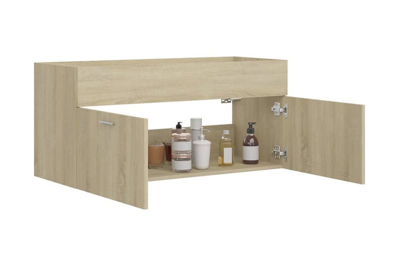 Tvättställsskåp sonoma-ek 100x38,5x46 cm spånskiva - Brun - Hus & renovering - Kök & bad - Badrum - Badrumsmöbler & badrumsinredning - Tvättställsskåp & kommod
