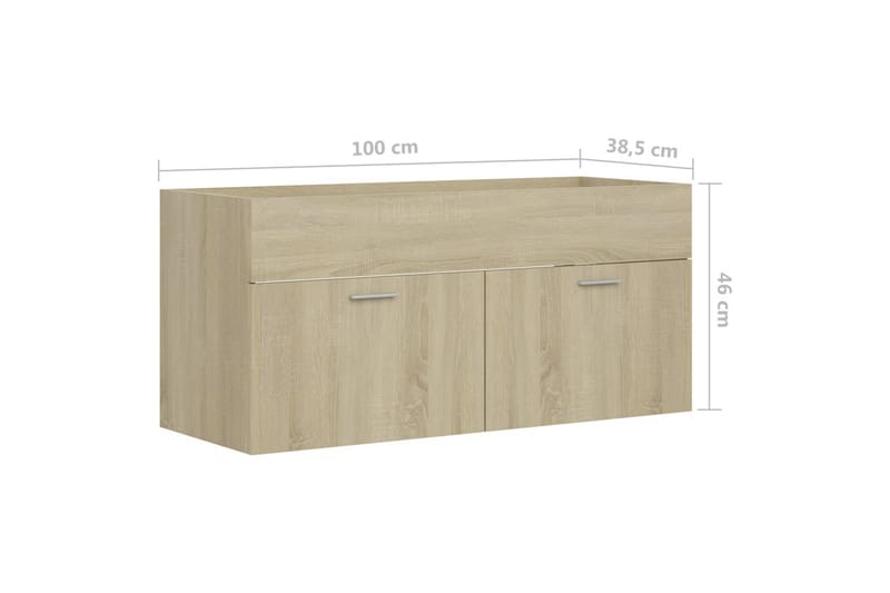 Tvättställsskåp sonoma-ek 100x38,5x46 cm spånskiva - Brun - Hus & renovering - Kök & bad - Badrum - Badrumsmöbler & badrumsinredning - Tvättställsskåp & kommod