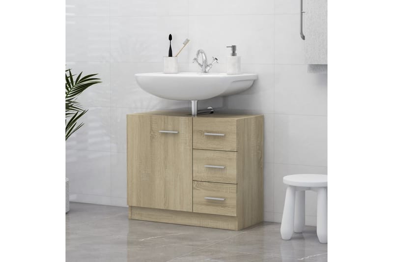Tvättställsskåp sonoma-ek 63x30x54 cm spånskiva - Brun - Hus & renovering - Kök & bad - Badrum - Badrumsmöbler & badrumsinredning - Tvättställsskåp & kommod