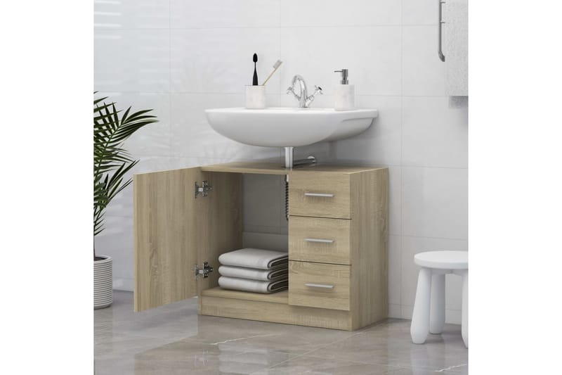 Tvättställsskåp sonoma-ek 63x30x54 cm spånskiva - Brun - Hus & renovering - Kök & bad - Badrum - Badrumsmöbler & badrumsinredning - Tvättställsskåp & kommod