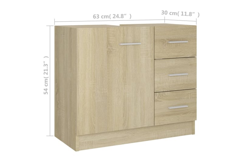 Tvättställsskåp sonoma-ek 63x30x54 cm spånskiva - Brun - Hus & renovering - Kök & bad - Badrum - Badrumsmöbler & badrumsinredning - Tvättställsskåp & kommod