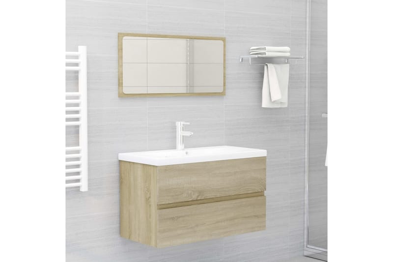 Tvättställsskåp sonoma-ek 80x38,5x45 cm spånskiva - Brun - Hus & renovering - Kök & bad - Badrum - Badrumsmöbler & badrumsinredning - Tvättställsskåp & kommod