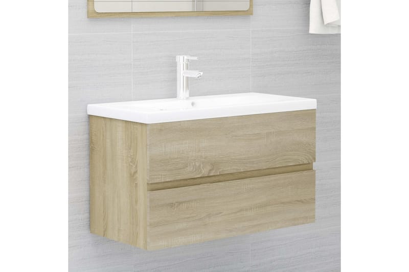 Tvättställsskåp sonoma-ek 80x38,5x45 cm spånskiva - Brun - Hus & renovering - Kök & bad - Badrum - Badrumsmöbler & badrumsinredning - Tvättställsskåp & kommod