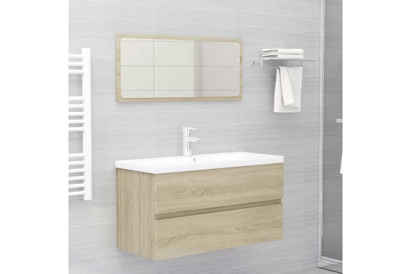 Tvättställsskåp sonoma-ek 90x38,5x45 cm spånskiva - Brun - Hus & renovering - Kök & bad - Badrum - Badrumsmöbler & badrumsinredning - Tvättställsskåp & kommod