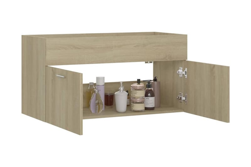 Tvättställsskåp sonoma-ek 90x38,5x46 cm spånskiva - Brun - Hus & renovering - Kök & bad - Badrum - Badrumsmöbler & badrumsinredning - Tvättställsskåp & kommod
