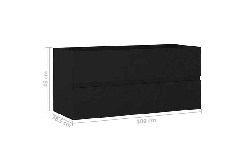 Tvättställsskåp svart 100x38,5x45 cm spånskiva - Svart - Tvättställsskåp & kommod