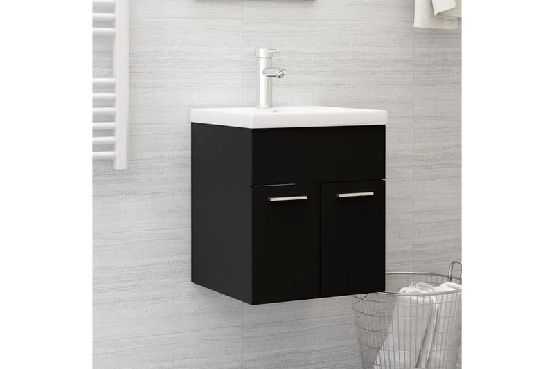 Tvättställsskåp svart 41x38,5x46 cm spånskiva - Svart - Hus & renovering - Kök & bad - Badrum - Badrumsmöbler & badrumsinredning - Tvättställsskåp & kommod