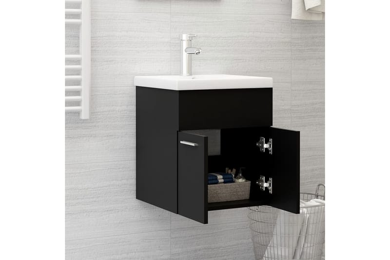 Tvättställsskåp svart 41x38,5x46 cm spånskiva - Svart - Hus & renovering - Kök & bad - Badrum - Badrumsmöbler & badrumsinredning - Tvättställsskåp & kommod