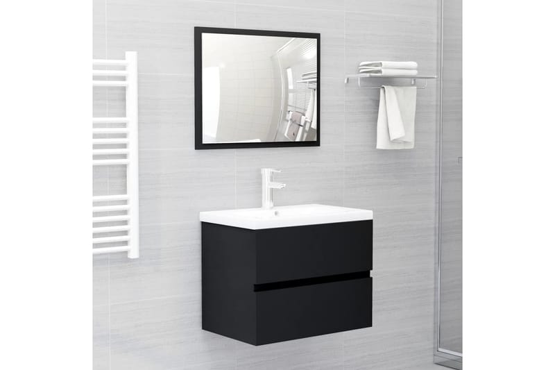 Tvättställsskåp svart 60x38,5x45 cm spånskiva - Svart - Hus & renovering - Kök & bad - Badrum - Badrumsmöbler & badrumsinredning - Tvättställsskåp & kommod