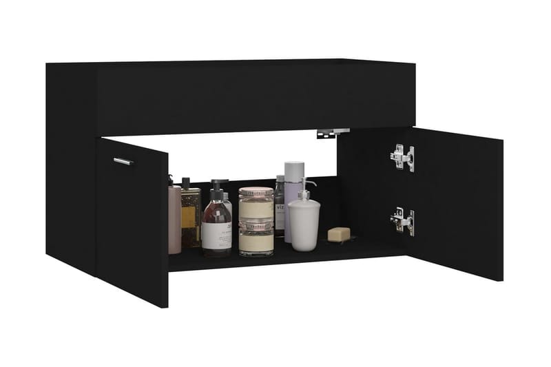 Tvättställsskåp svart 80x38,5x46 cm spånskiva - Svart - Hus & renovering - Kök & bad - Badrum - Badrumsmöbler & badrumsinredning - Tvättställsskåp & kommod