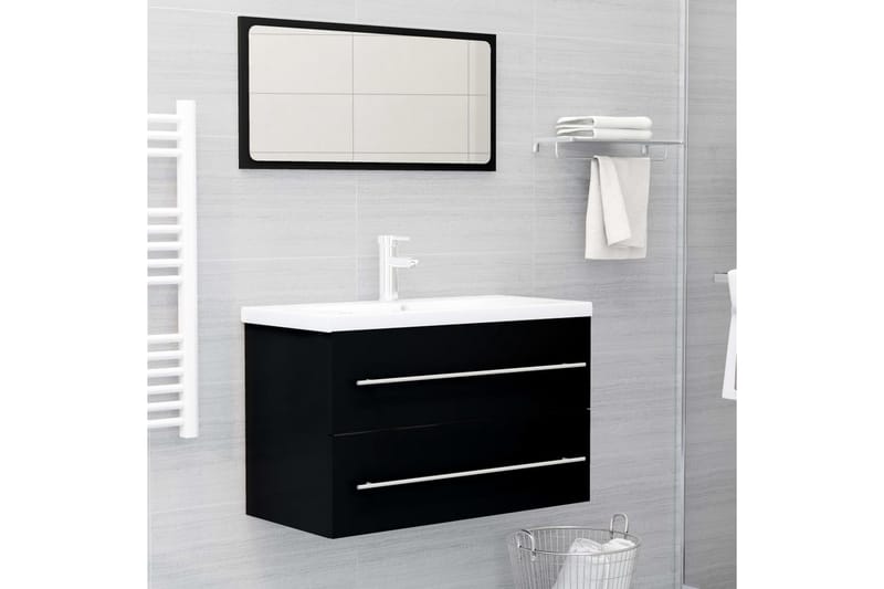 Tvättställsskåp svart 80x38,5x48 cm spånskiva - Svart - Hus & renovering - Kök & bad - Badrum - Badrumsmöbler & badrumsinredning - Tvättställsskåp & kommod