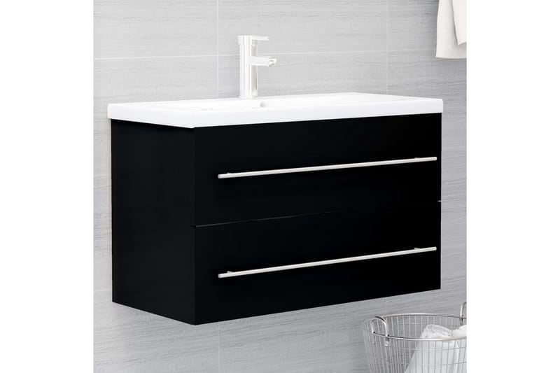 Tvättställsskåp svart 80x38,5x48 cm spånskiva - Svart - Hus & renovering - Kök & bad - Badrum - Badrumsmöbler & badrumsinredning - Tvättställsskåp & kommod