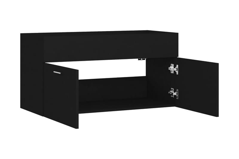 Tvättställsskåp svart 90x38,5x46 cm spånskiva - Svart - Hus & renovering - Kök & bad - Badrum - Badrumsmöbler & badrumsinredning - Tvättställsskåp & kommod