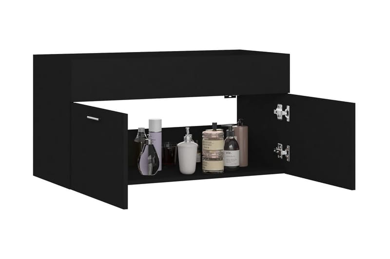 Tvättställsskåp svart 90x38,5x46 cm spånskiva - Svart - Hus & renovering - Kök & bad - Badrum - Badrumsmöbler & badrumsinredning - Tvättställsskåp & kommod