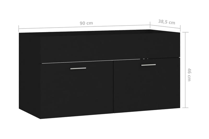 Tvättställsskåp svart 90x38,5x46 cm spånskiva - Svart - Hus & renovering - Kök & bad - Badrum - Badrumsmöbler & badrumsinredning - Tvättställsskåp & kommod