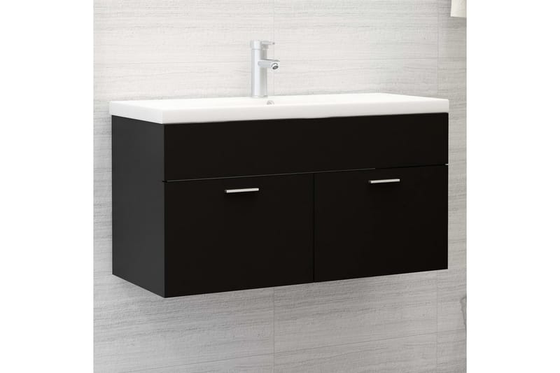 Tvättställsskåp svart 90x38,5x46 cm spånskiva - Svart - Hus & renovering - Kök & bad - Badrum - Badrumsmöbler & badrumsinredning - Tvättställsskåp & kommod