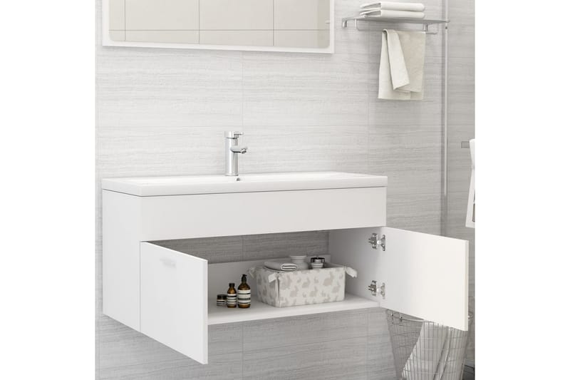 Tvättställsskåp vit 100x38,5x46 cm spånskiva - Vit - Hus & renovering - Kök & bad - Badrum - Badrumsmöbler & badrumsinredning - Tvättställsskåp & kommod