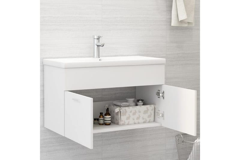 Tvättställsskåp vit 80x38,5x46 cm spånskiva - Vit - Hus & renovering - Kök & bad - Badrum - Badrumsmöbler & badrumsinredning - Tvättställsskåp & kommod