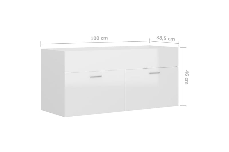 Tvättställsskåp vit högglans 100x38,5x46 cm spånskiva - Vit - Tvättställsskåp & kommod