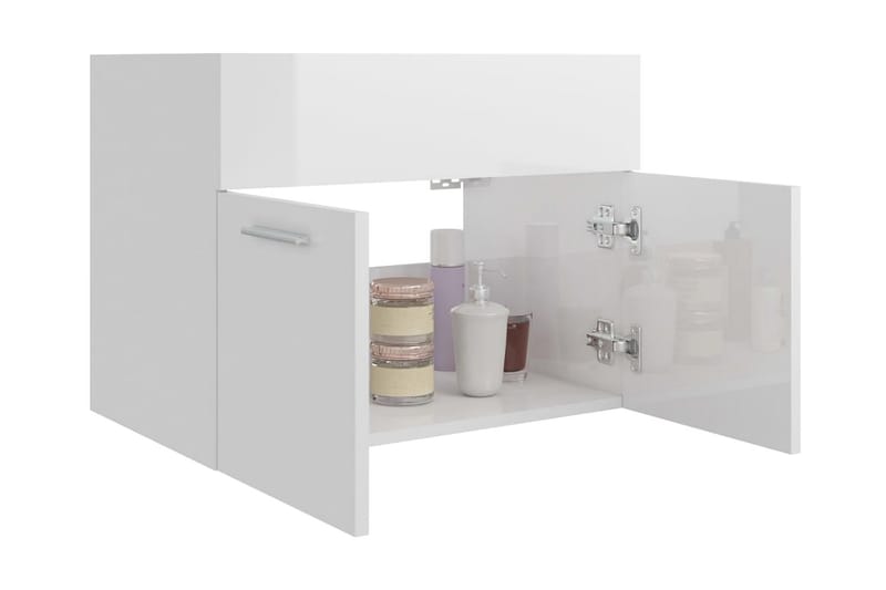 Tvättställsskåp vit högglans 60x38,5x46 cm spånskiva - Vit - Hus & renovering - Kök & bad - Badrum - Badrumsmöbler & badrumsinredning - Tvättställsskåp & kommod