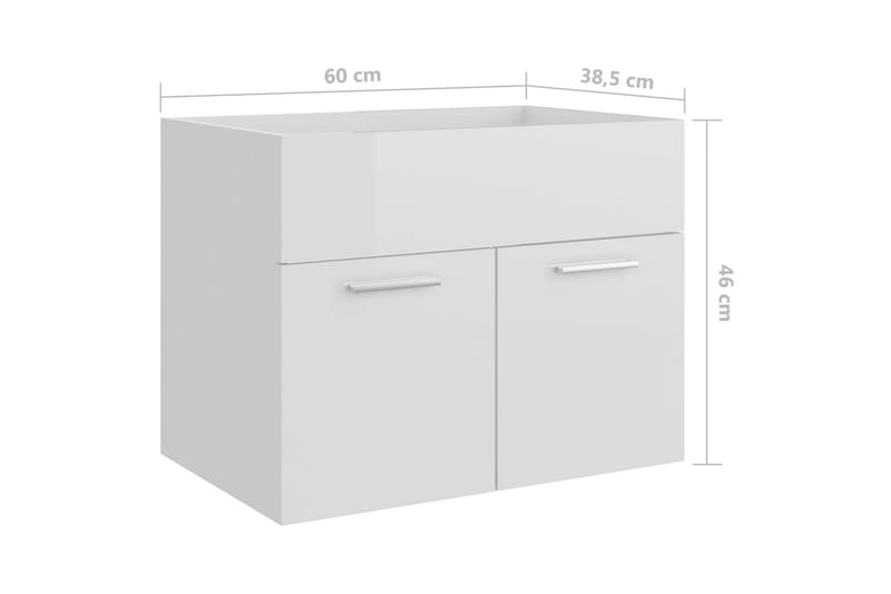 Tvättställsskåp vit högglans 60x38,5x46 cm spånskiva - Vit - Tvättställsskåp & kommod