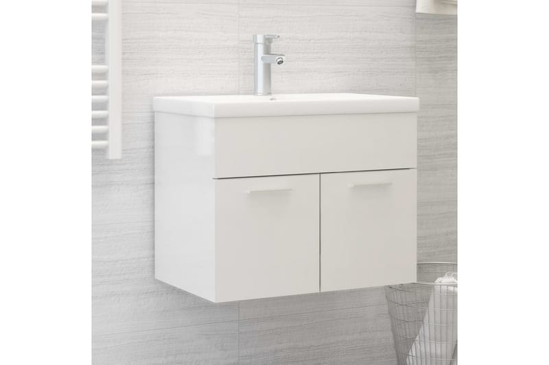 Tvättställsskåp vit högglans 60x38,5x46 cm spånskiva - Vit - Hus & renovering - Kök & bad - Badrum - Badrumsmöbler & badrumsinredning - Tvättställsskåp & kommod