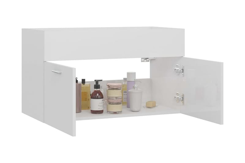 Tvättställsskåp vit högglans 80x38,5x46 cm spånskiva - Vit - Hus & renovering - Kök & bad - Badrum - Badrumsmöbler & badrumsinredning - Tvättställsskåp & kommod