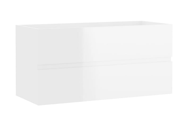 Tvättställsskåp vit högglans 90x38,5x45 cm spånskiva - Vit - Tvättställsskåp & kommod