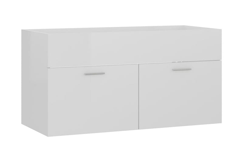 Tvättställsskåp vit högglans 90x38,5x46 cm spånskiva - Vit - Hus & renovering - Kök & bad - Badrum - Badrumsmöbler & badrumsinredning - Tvättställsskåp & kommod
