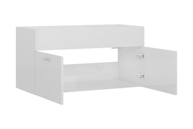 Tvättställsskåp vit högglans 90x38,5x46 cm spånskiva - Vit - Hus & renovering - Kök & bad - Badrum - Badrumsmöbler & badrumsinredning - Tvättställsskåp & kommod