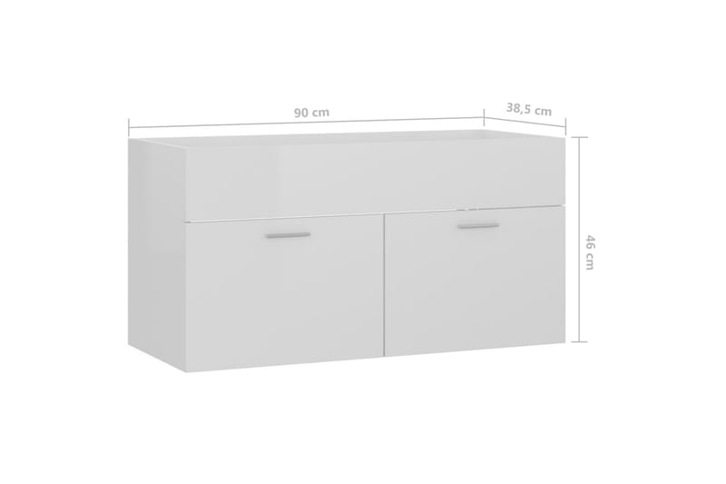 Tvättställsskåp vit högglans 90x38,5x46 cm spånskiva - Vit - Hus & renovering - Kök & bad - Badrum - Badrumsmöbler & badrumsinredning - Tvättställsskåp & kommod