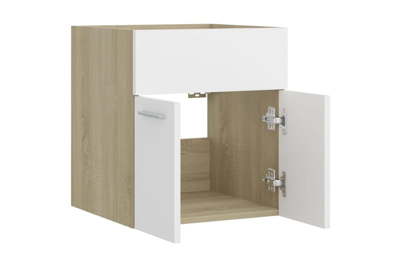 Tvättställsskåp vit och sonoma-ek 41x38,5x46 cm spånskiva - Vit - Hus & renovering - Kök & bad - Badrum - Badrumsmöbler & badrumsinredning - Tvättställsskåp & kommod