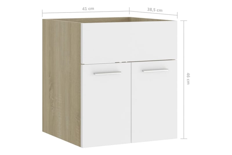 Tvättställsskåp vit och sonoma-ek 41x38,5x46 cm spånskiva - Vit - Hus & renovering - Kök & bad - Badrum - Badrumsmöbler & badrumsinredning - Tvättställsskåp & kommod