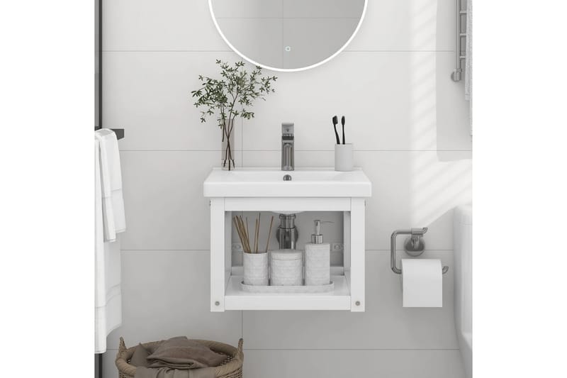 Väggmonterad ram för tvättställ vit 40x38x31 cm järn - Vit - Hus & renovering - Kök & bad - Badrum - Badrumsmöbler & badrumsinredning - Tvättställsskåp & kommod