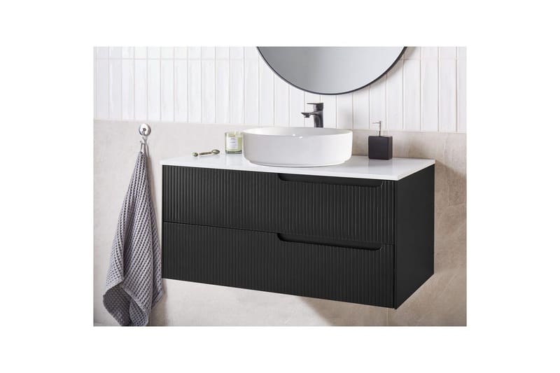 Tvättställsskåp Quintela Svart, Vit, 100x52x48 cm - Svart, Vit, 100x52x48 cm - Hus & renovering - Kök & bad - Badrum - Badrumsmöbler & badrumsinredning - Badrumsskåp